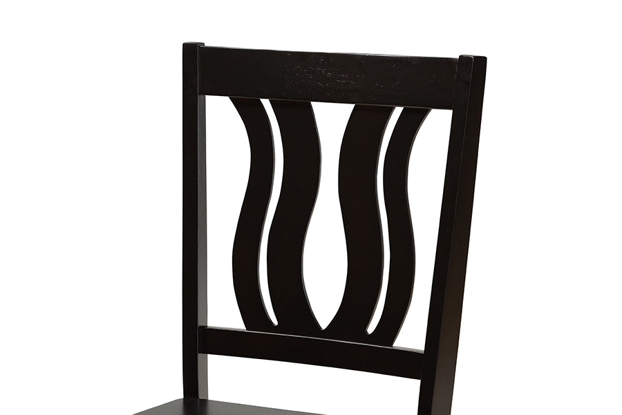 Fenton Modern and Contemporary Transitional Dark Brown Finished Wood 2-Piece Dining Chair Set