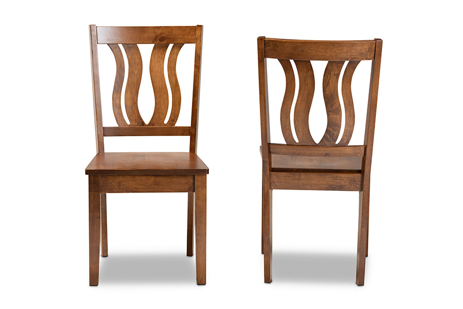 Fenton Modern and Contemporary Transitional Walnut Brown Finished Wood 2-Piece Dining Chair Set