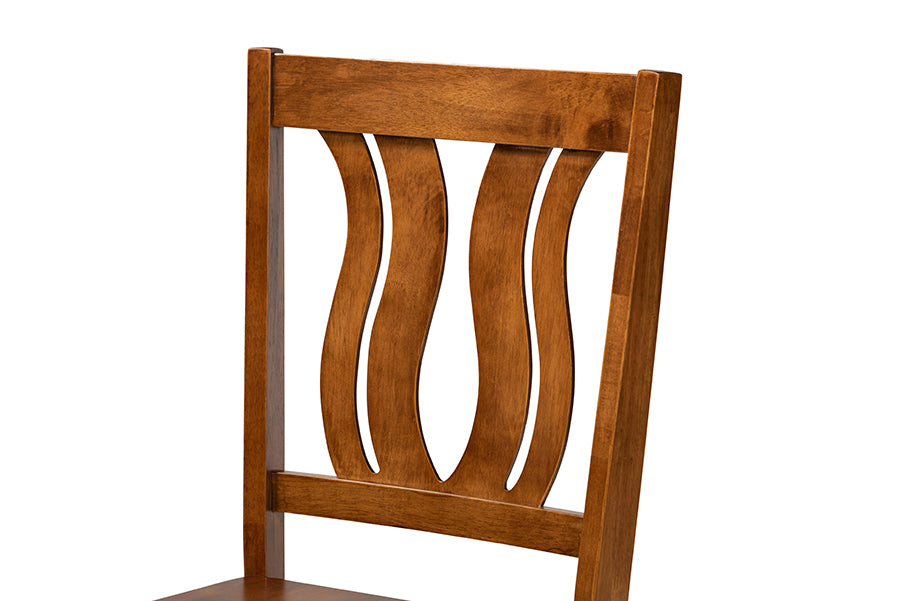 Fenton Modern and Contemporary Transitional Walnut Brown Finished Wood 2-Piece Dining Chair Set