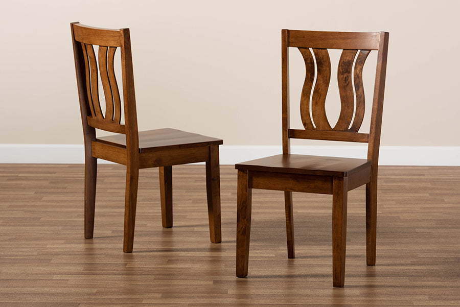 Fenton Modern and Contemporary Transitional Walnut Brown Finished Wood 2-Piece Dining Chair Set