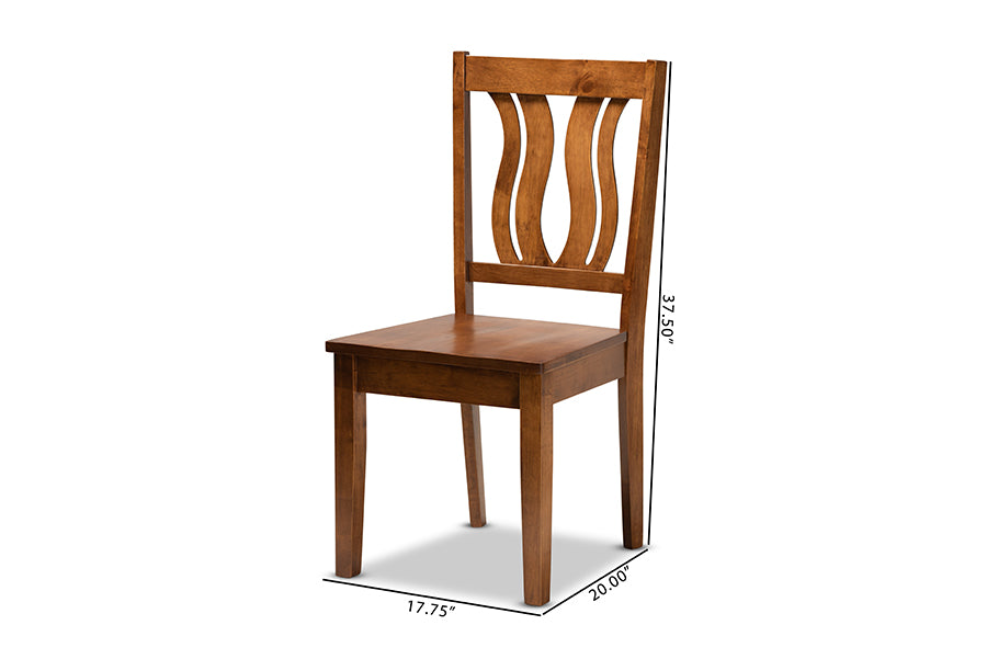 Fenton Modern and Contemporary Transitional Walnut Brown Finished Wood 2-Piece Dining Chair Set