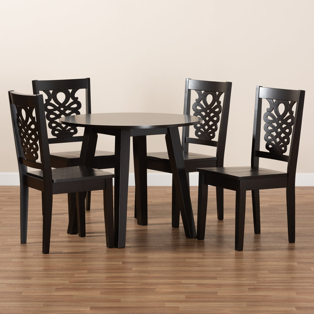 Mina Modern and Contemporary Transitional Dark Brown Finished Wood 5-Piece Dining Set