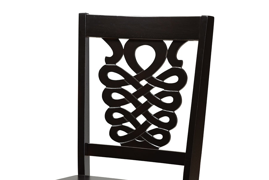 Gervais Modern and Contemporary Transitional Dark Brown Finished Wood 2-Piece Dining Chair Set