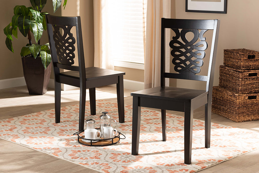 Gervais Modern and Contemporary Transitional Dark Brown Finished Wood 2-Piece Dining Chair Set