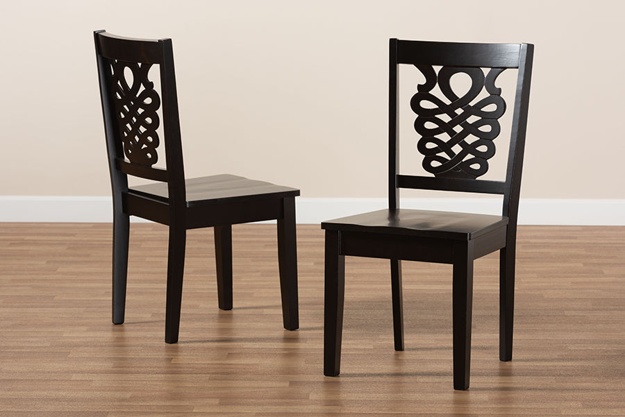 Gervais Modern and Contemporary Transitional Dark Brown Finished Wood 2-Piece Dining Chair Set