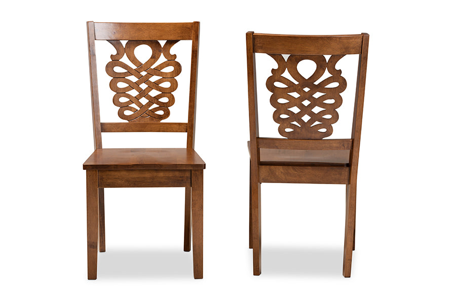 Gervais Modern and Contemporary Transitional Walnut Brown Finished Wood 2-Piece Dining Chair Set