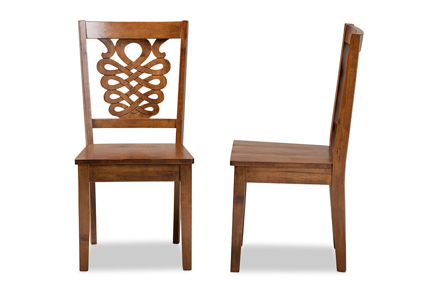 Gervais Modern and Contemporary Transitional Walnut Brown Finished Wood 2-Piece Dining Chair Set
