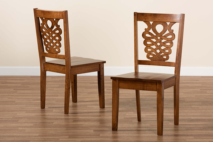 Gervais Modern and Contemporary Transitional Walnut Brown Finished Wood 2-Piece Dining Chair Set