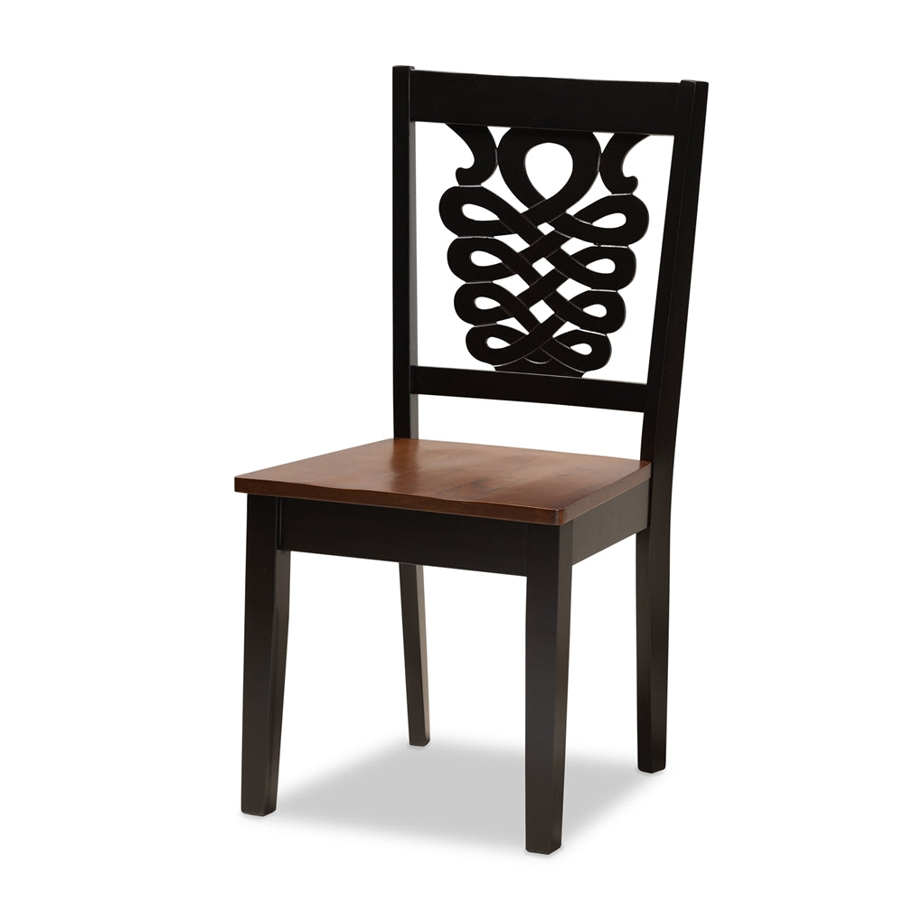 Valda Modern and Contemporary Transitional Two-Tone Dark Brown and Walnut Brown Finished Wood 5-Piece Dining Set