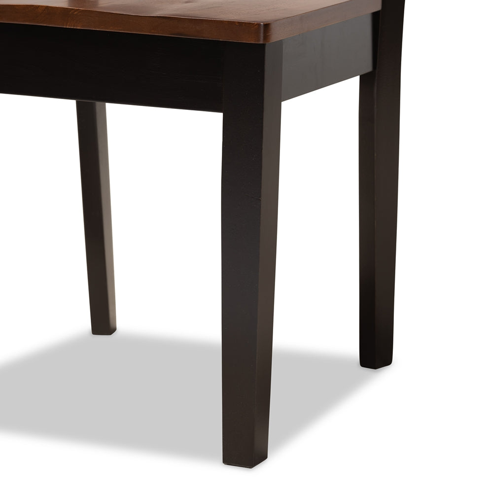 Valda Modern and Contemporary Transitional Two-Tone Dark Brown and Walnut Brown Finished Wood 5-Piece Dining Set