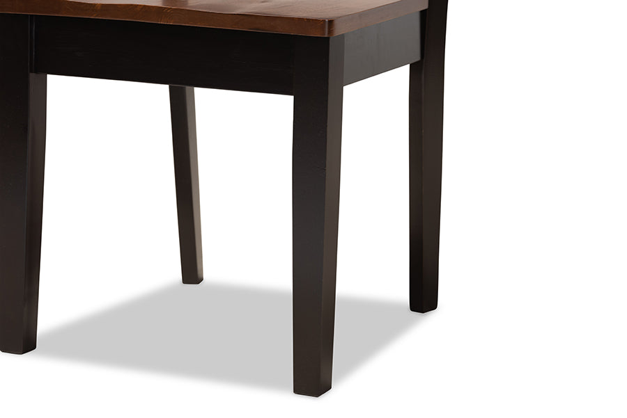 Gervais Modern and Contemporary Transitional Two-Tone Dark Brown and Walnut Brown Finished Wood 2-Piece Dining Chair Set