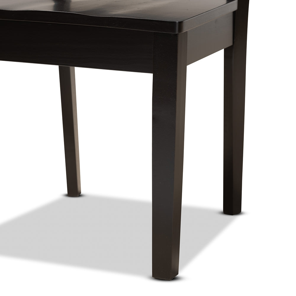 Miela Modern and Contemporary Dark Brown Finished Wood 5-Piece Dining Set