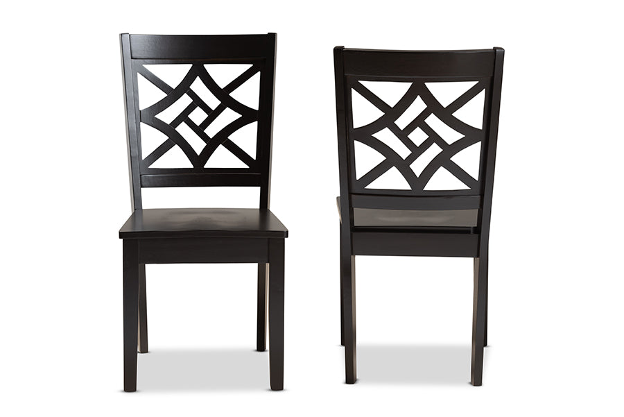Nicolette Modern and Contemporary Dark Brown Finished Wood 2-Piece Dining Chair Set