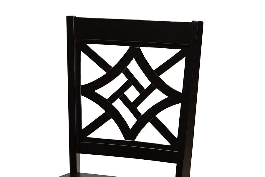Nicolette Modern and Contemporary Dark Brown Finished Wood 2-Piece Dining Chair Set