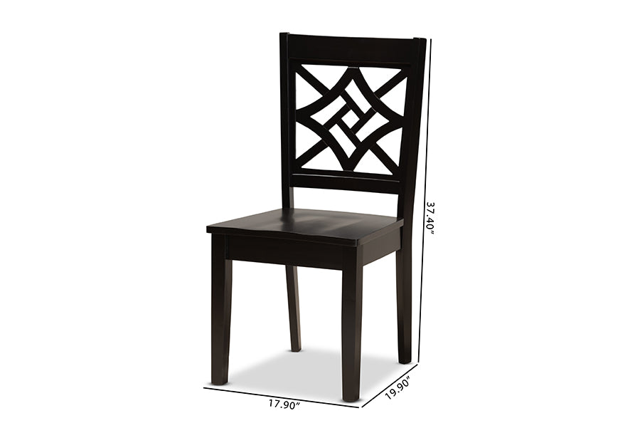 Nicolette Modern and Contemporary Dark Brown Finished Wood 2-Piece Dining Chair Set