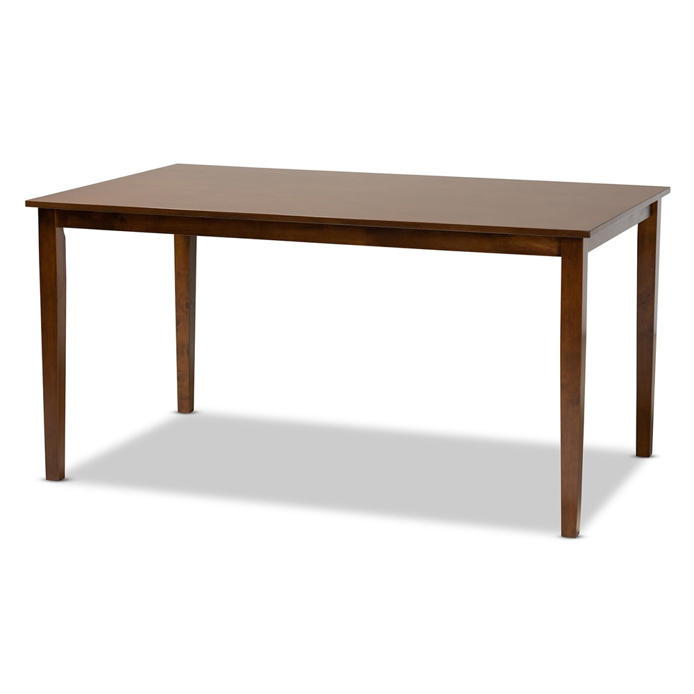 Nicolette Modern and Contemporary Grey Fabric Upholstered and Walnut Brown Finished Wood 7-Piece Dining Set