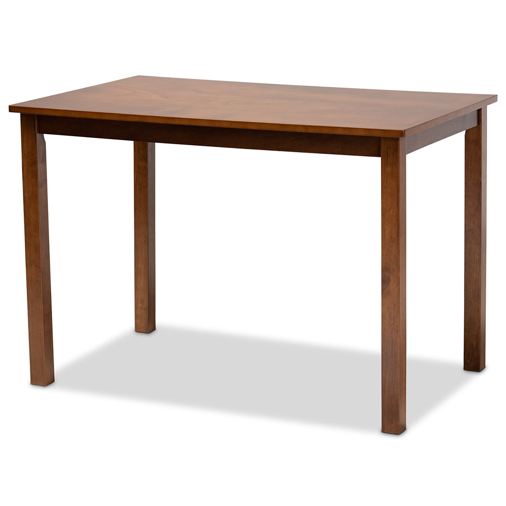 Nicolette Modern and Contemporary Grey Fabric Upholstered and Walnut Brown Finished Wood 5-Piece Dining Set