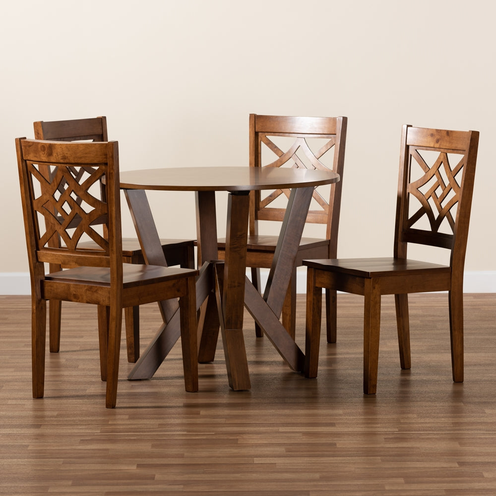 Kaila Modern and Contemporary Walnut Brown Finished Wood 5-Piece Dining Set