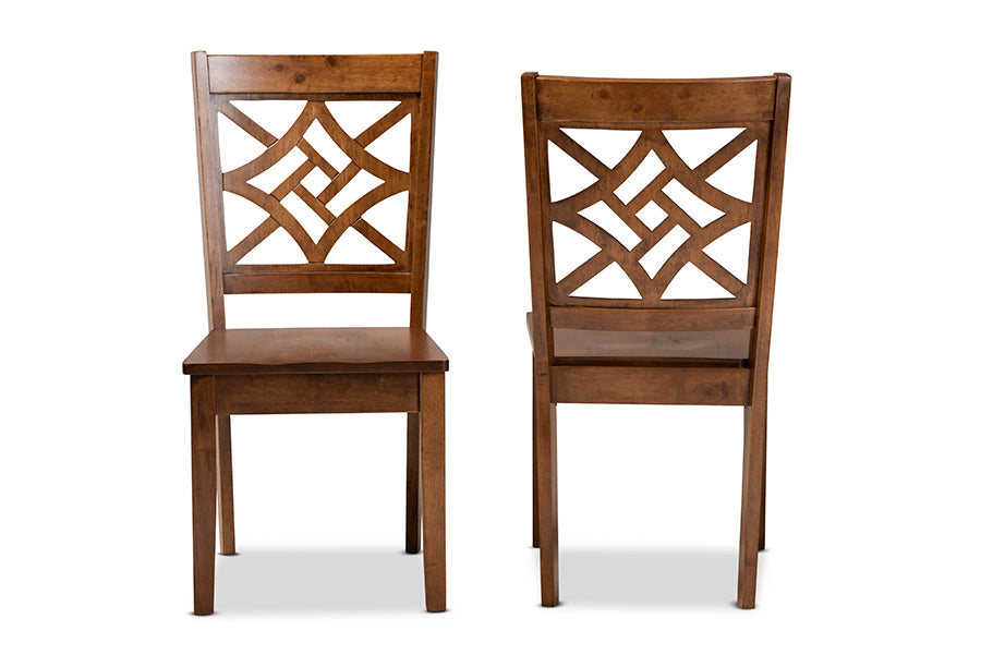 Nicolette Modern and Contemporary Walnut Brown Finished Wood 2-Piece Dining Chair Set