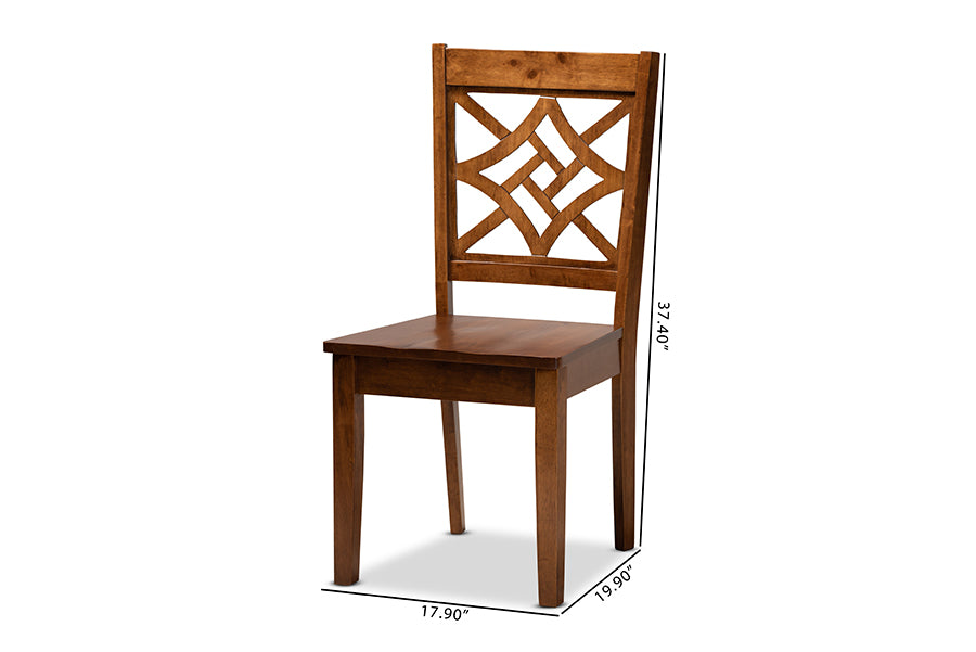 Nicolette Modern and Contemporary Walnut Brown Finished Wood 2-Piece Dining Chair Set