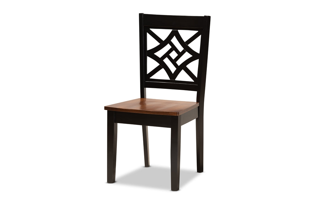 Miela Modern and Contemporary Two-Tone Dark Brown and Walnut Brown Finished Wood 5-Piece Dining Set