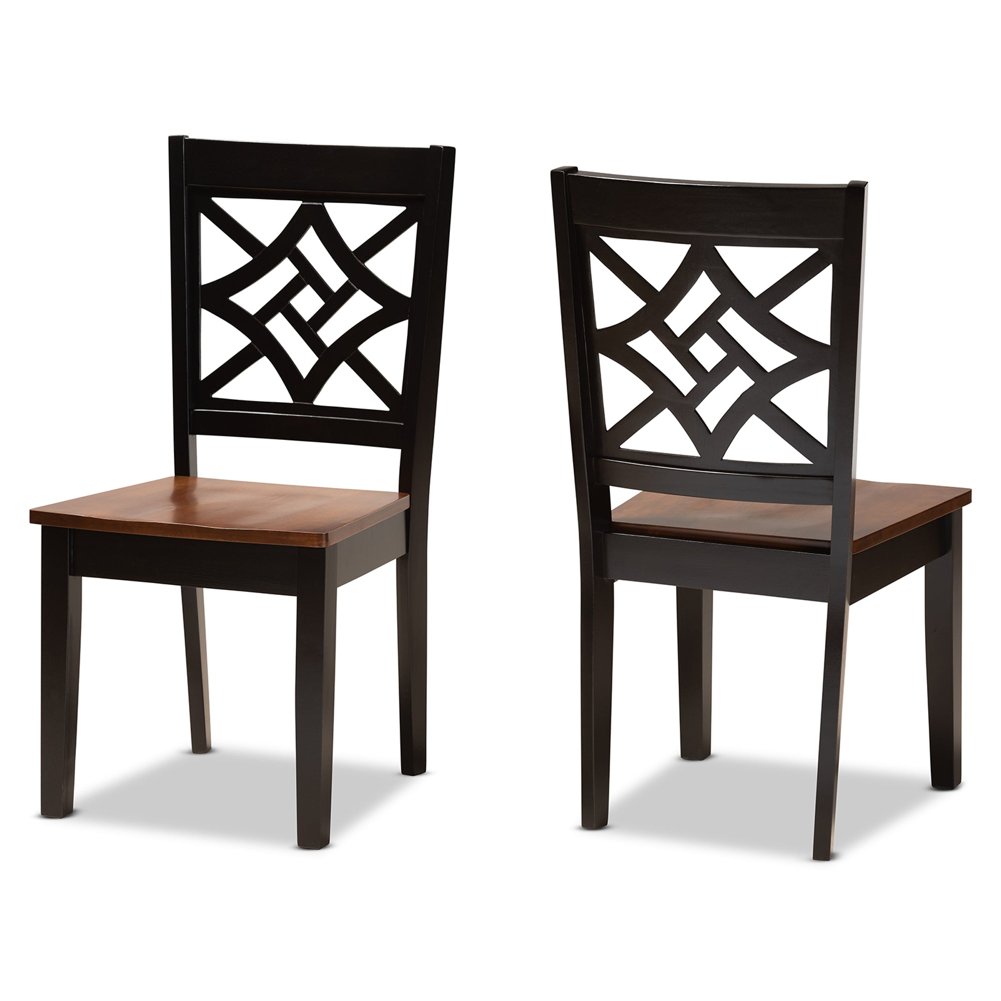 Nicolette Modern and Contemporary Two-Tone Dark Brown and Walnut Brown Finished Wood 2-Piece Dining Chair Set