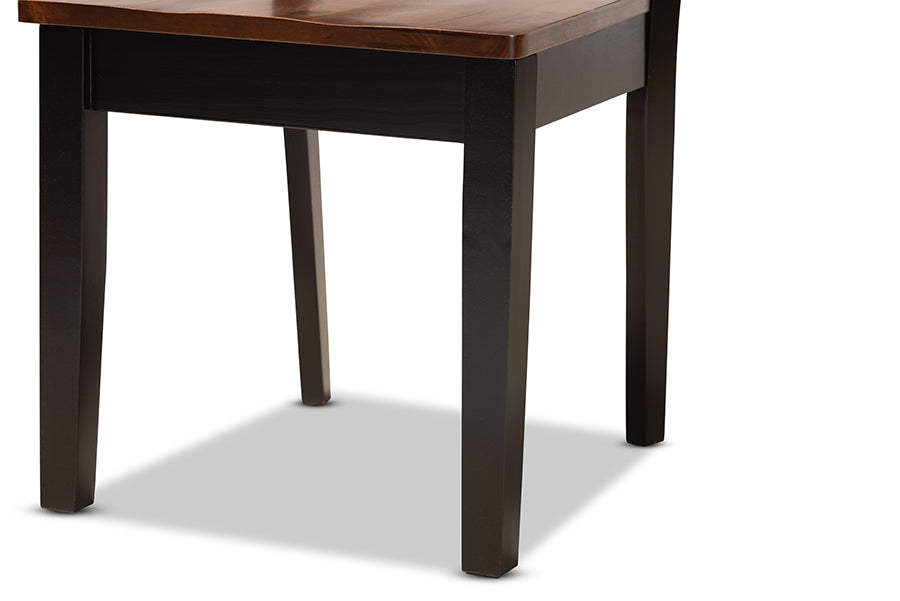 Nicolette Modern and Contemporary Two-Tone Dark Brown and Walnut Brown Finished Wood 2-Piece Dining Chair Set