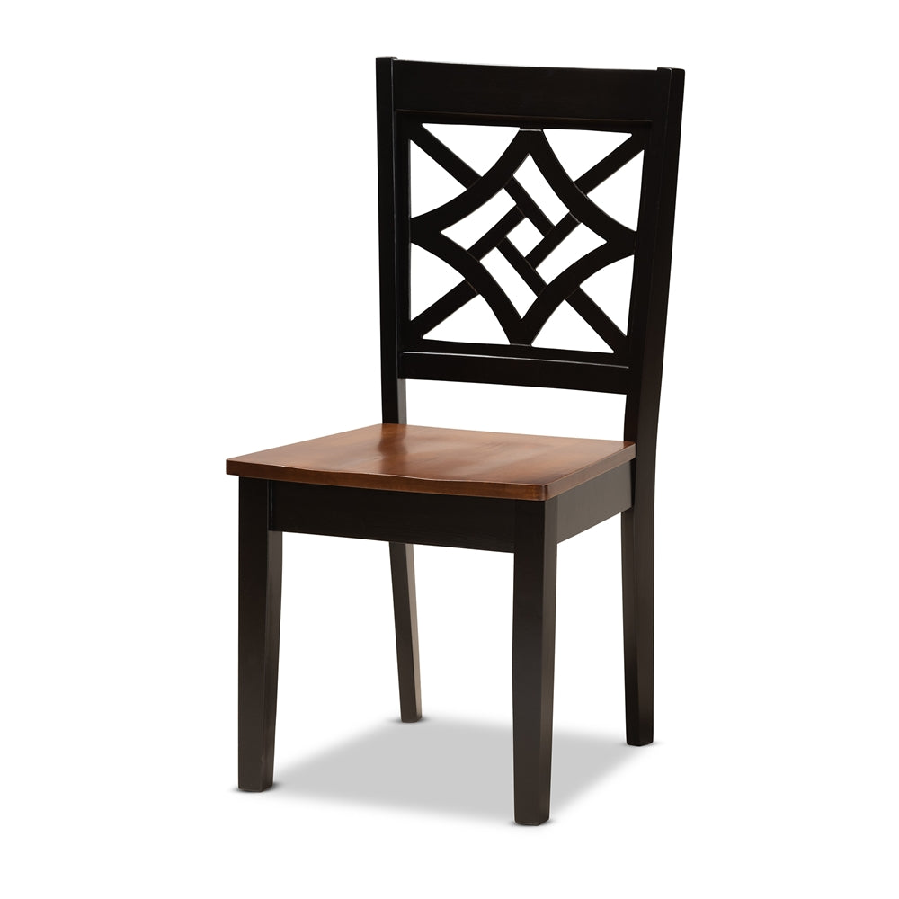 Nicolette Modern and Contemporary Two-Tone Dark Brown and Walnut Brown Finished Wood 5-Piece Dining Set