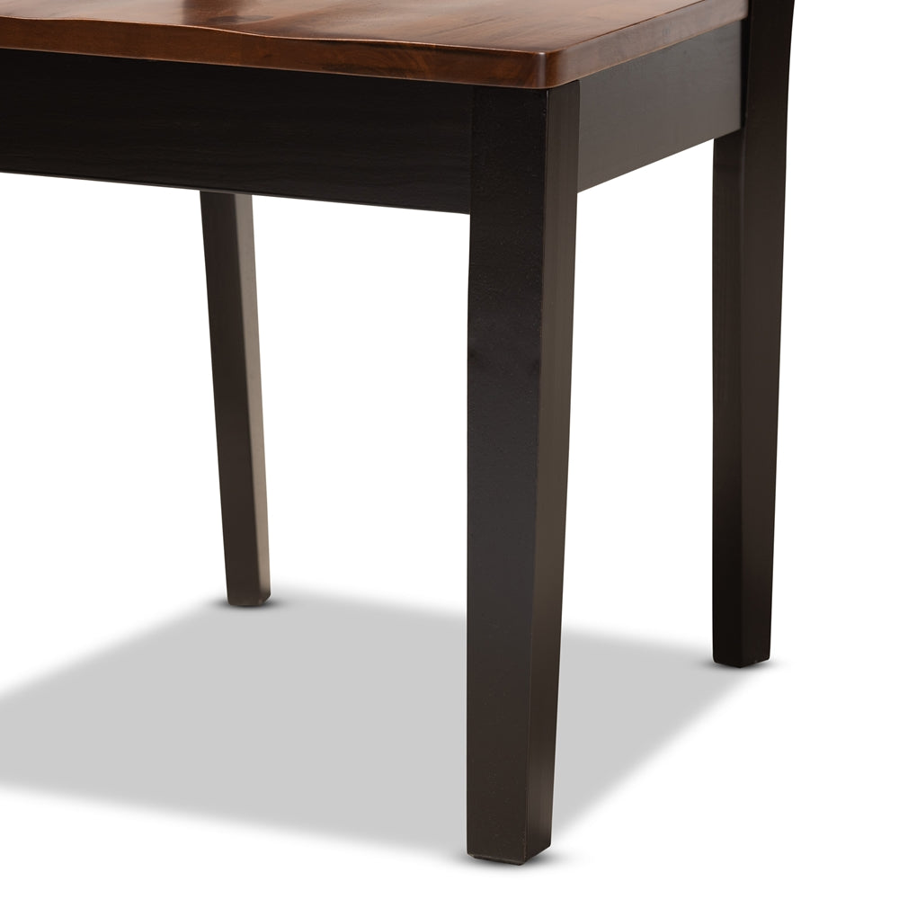 Nicolette Modern and Contemporary Two-Tone Dark Brown and Walnut Brown Finished Wood 5-Piece Dining Set