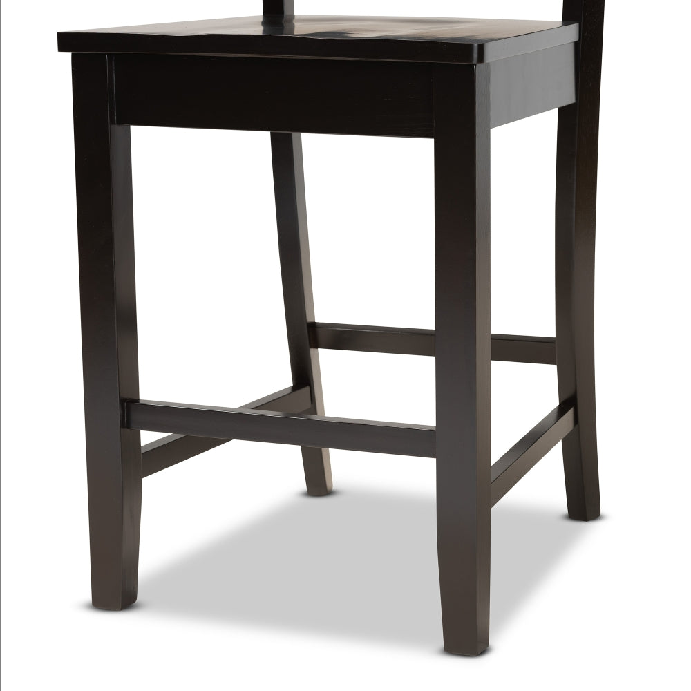 Nicolette Modern and Contemporary Transitional Dark Brown Finished Wood 2-Piece Counter Stool Set