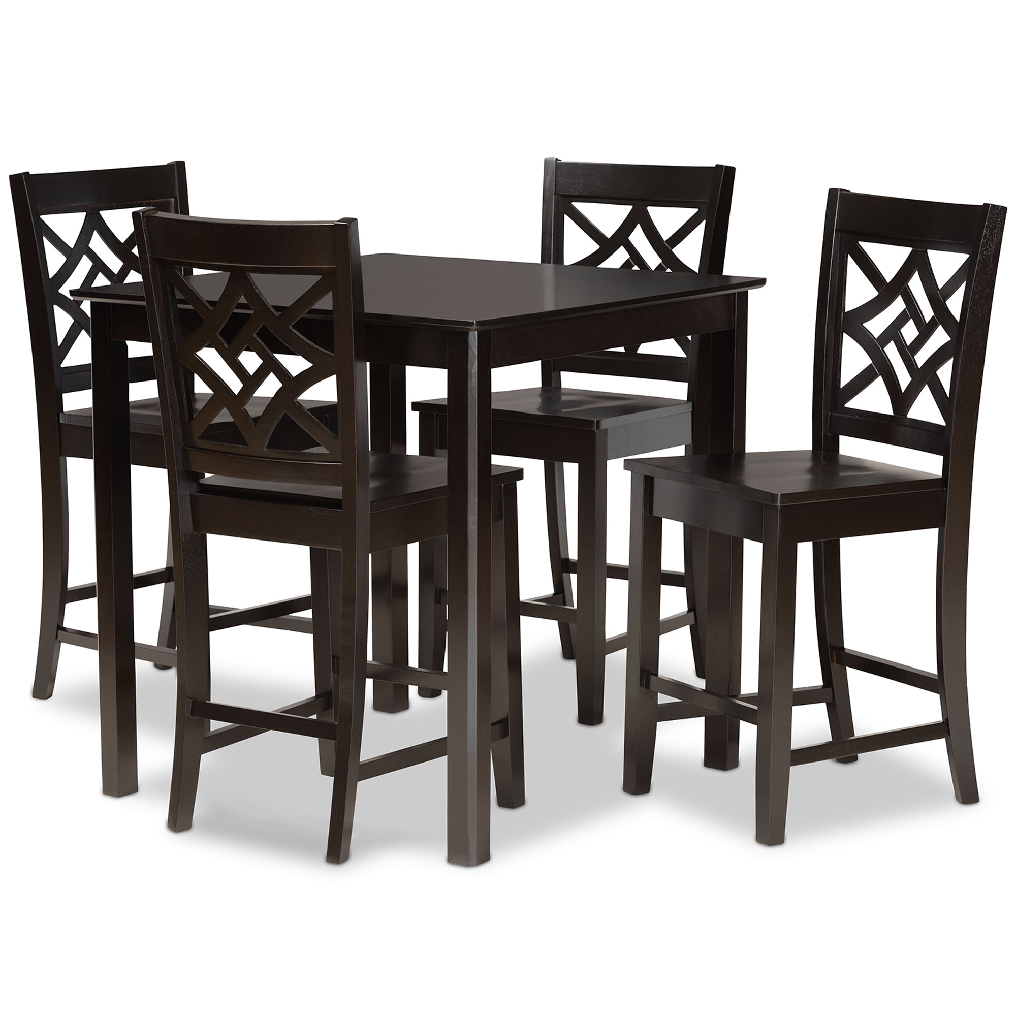Nicolette Modern and Contemporary Transitional Dark Brown Finished Wood 5-Piece Pub Set