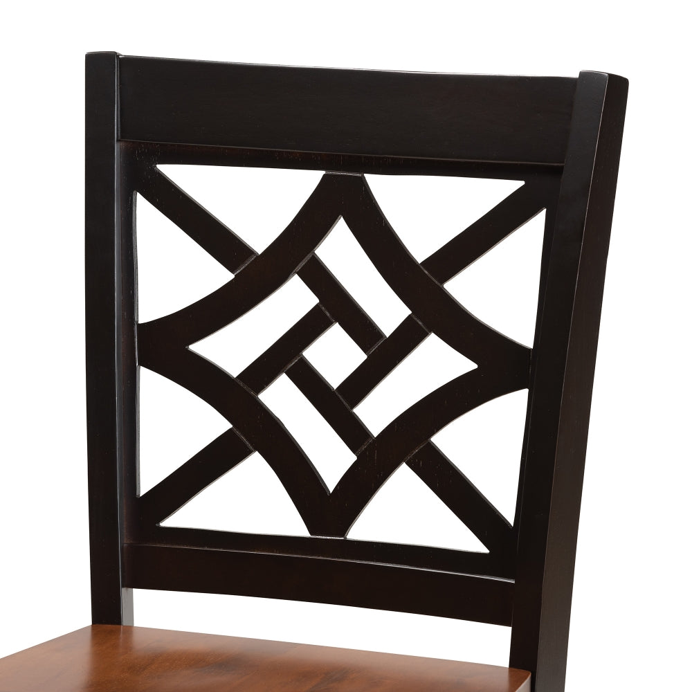 Nicolette Modern and Contemporary Two-Tone Dark Brown and Walnut Brown Finished Wood 2-Piece Counter Stool Set