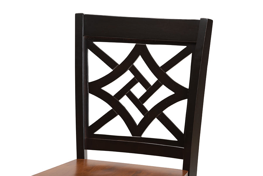 Nicolette Modern and Contemporary Two-Tone Dark Brown and Walnut Brown Finished Wood 5-Piece Pub Set