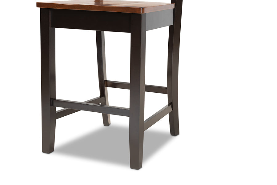 Nicolette Modern and Contemporary Two-Tone Dark Brown and Walnut Brown Finished Wood 5-Piece Pub Set