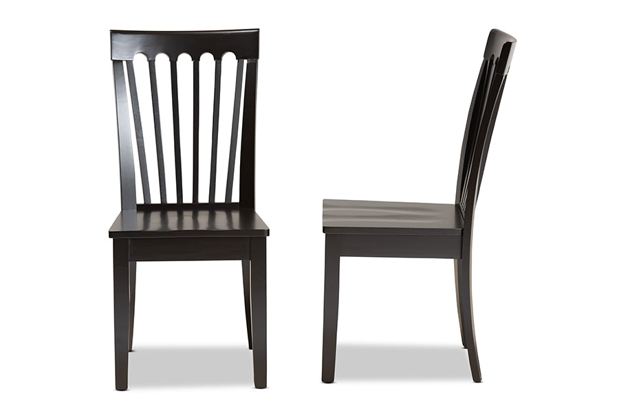 Minette Modern and Contemporary Transitional Dark Brown Finished Wood 2-Piece Dining Chair Set