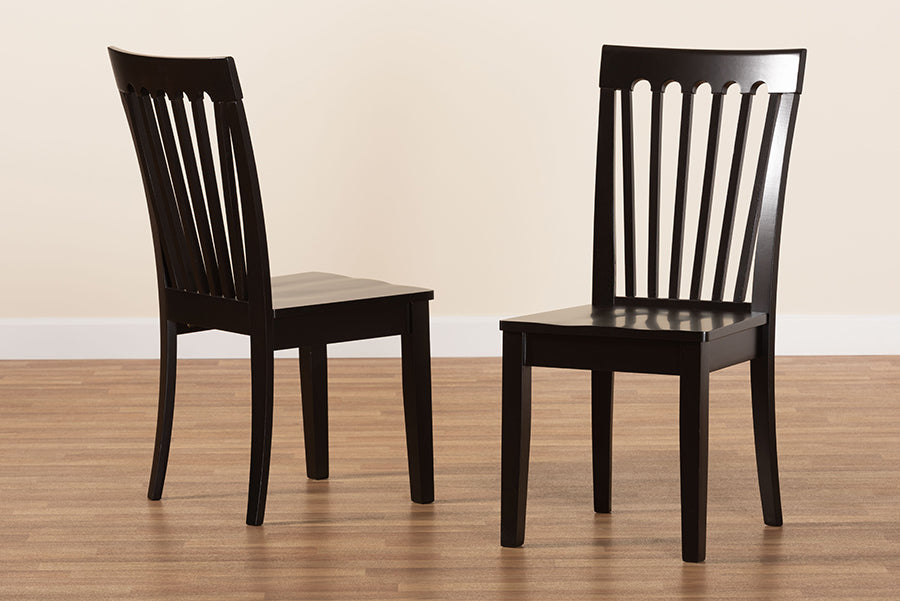 Minette Modern and Contemporary Transitional Dark Brown Finished Wood 2-Piece Dining Chair Set