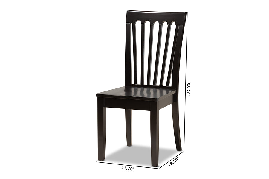 Minette Modern and Contemporary Transitional Dark Brown Finished Wood 2-Piece Dining Chair Set