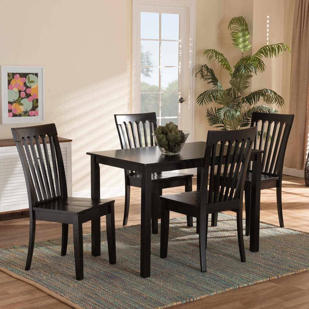Erion Modern and Contemporary Dark Brown Finished Wood 5-Piece Dining Set