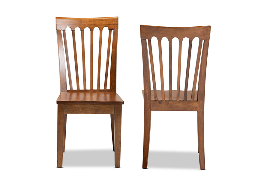 Minette Modern and Contemporary Transitional Walnut Brown Finished Wood 2-Piece Dining Chair Set