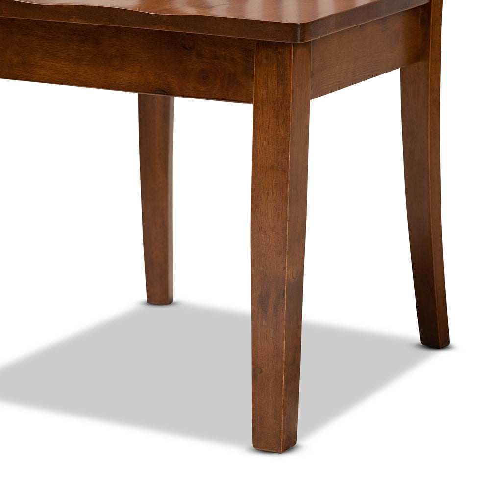 Erion Modern and Contemporary Walnut Brown Finished Wood 5-Piece Dining Set