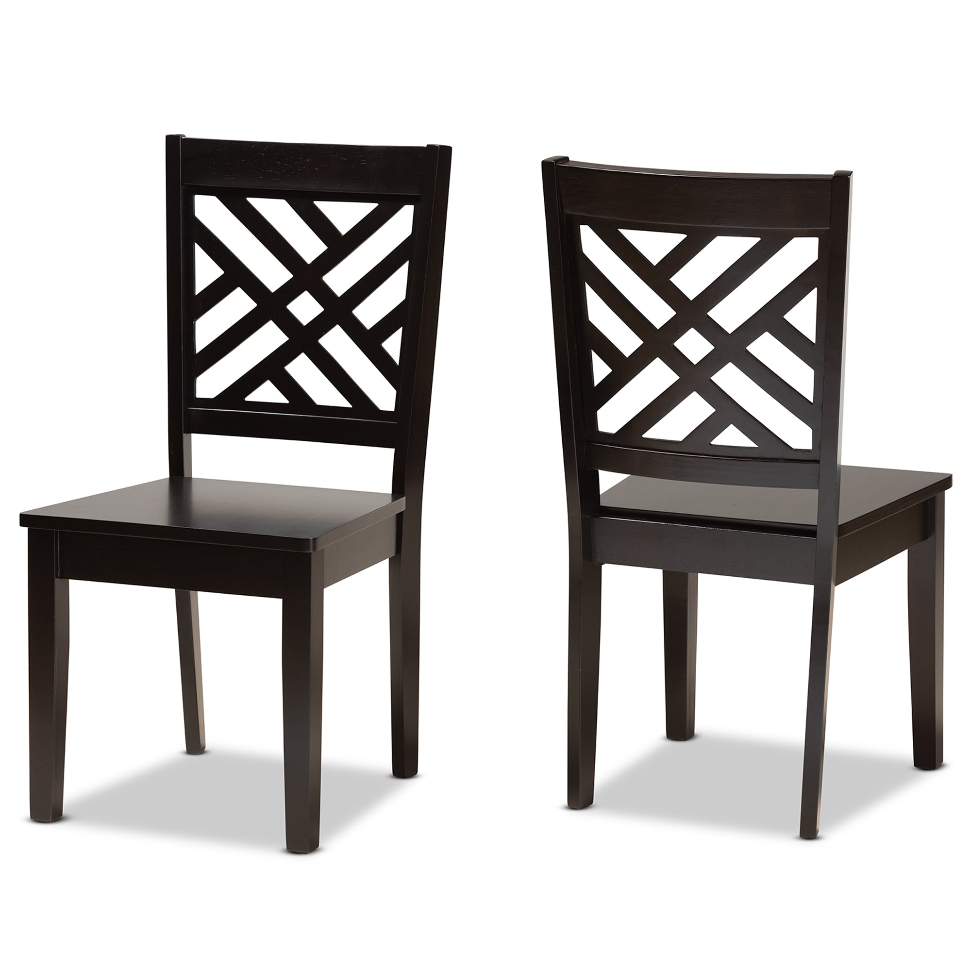 Baxton Studio Caron Modern and Contemporary Transitional Dark Brown Finished Wood 2-Piece Dining Chair Set