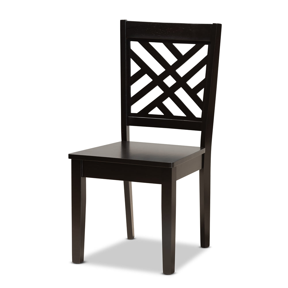 Ela Modern and Contemporary Dark Brown Finished Wood 5-Piece Dining Set