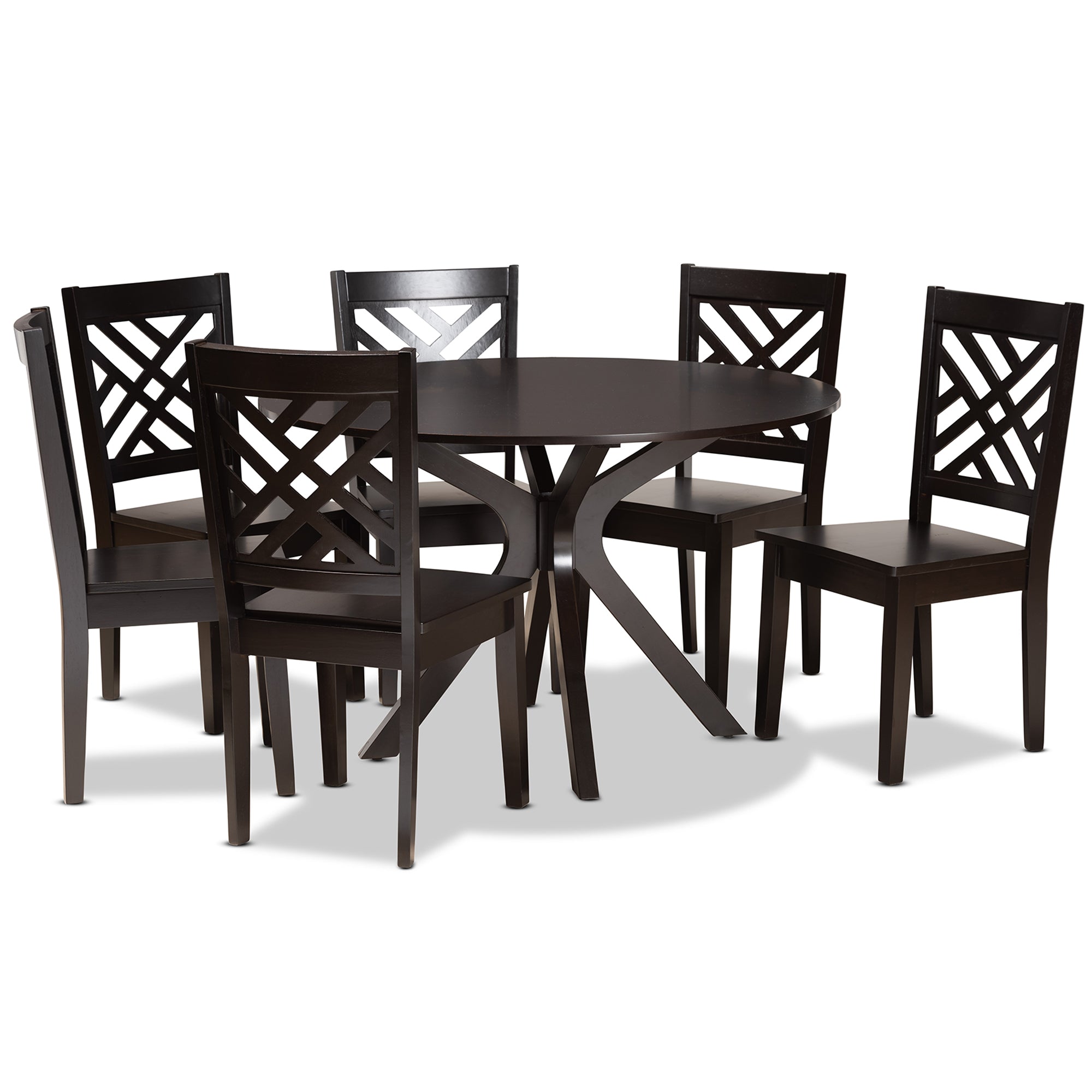 Baxton Studio Ela Modern and Contemporary Dark Brown Finished Wood 7-Piece Dining Set