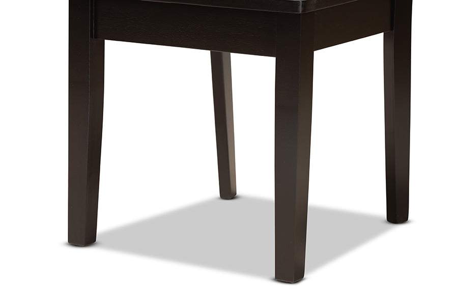 Caron Modern and Contemporary Transitional Dark Brown Finished Wood 2-Piece Dining Chair Set
