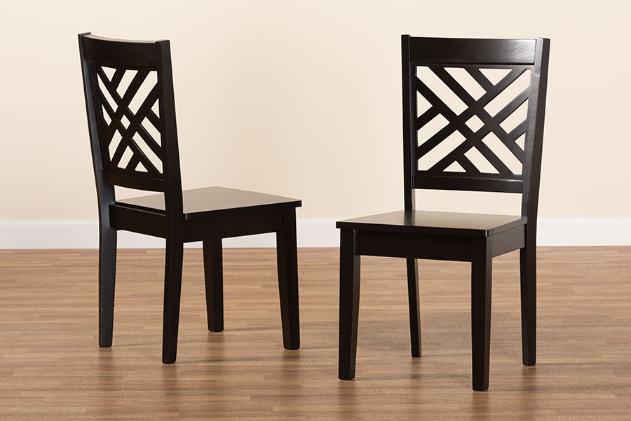 Caron Modern and Contemporary Transitional Dark Brown Finished Wood 2-Piece Dining Chair Set