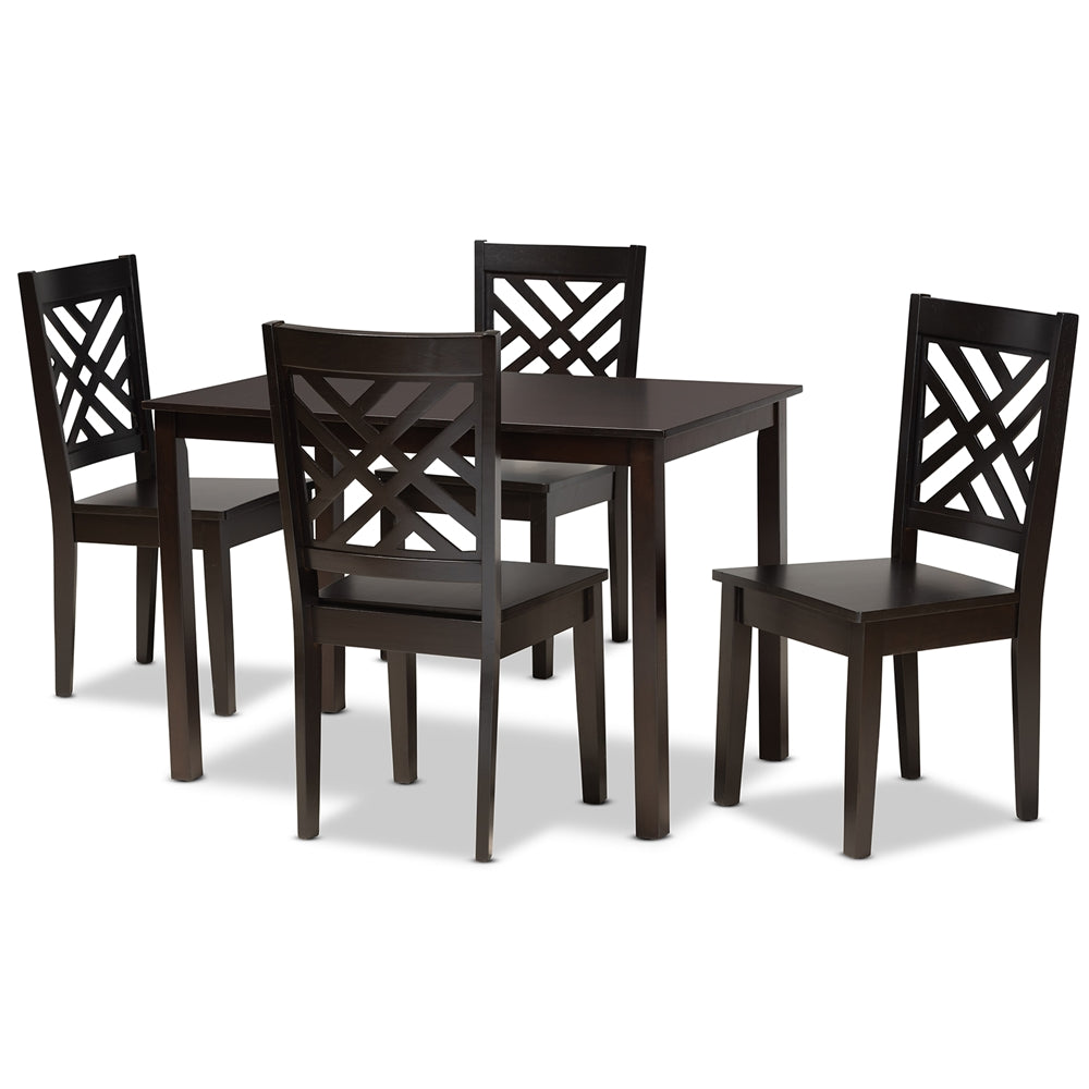 Ani Modern and Contemporary Dark Brown Finished Wood 5-Piece Dining Set