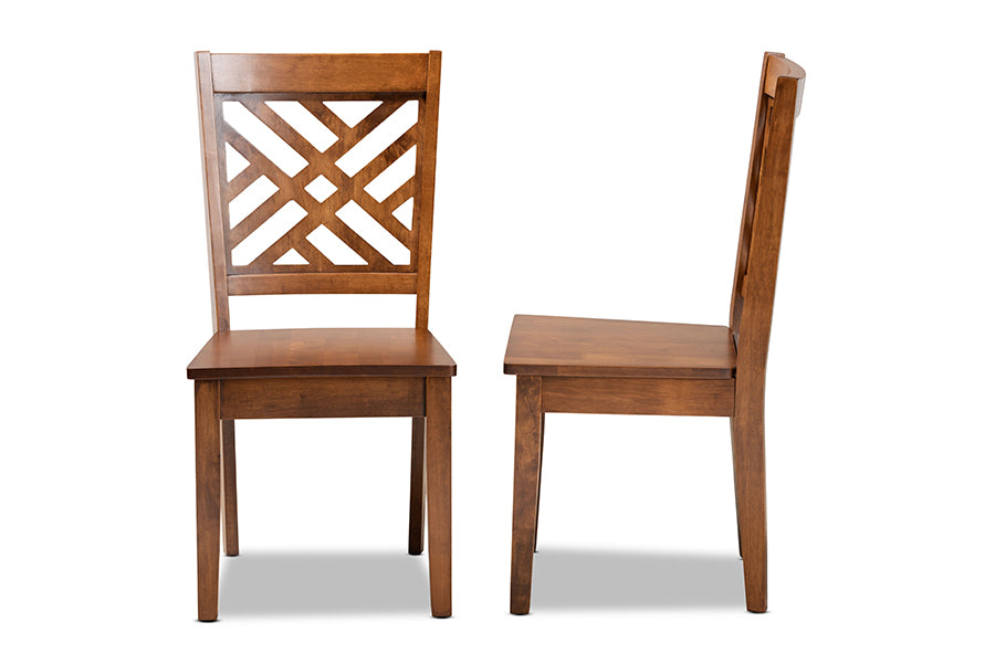 Caron Modern and Contemporary Transitional Walnut Brown Finished Wood 2-Piece Dining Chair Set