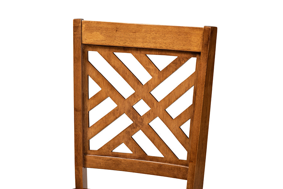 Caron Modern and Contemporary Transitional Walnut Brown Finished Wood 2-Piece Dining Chair Set