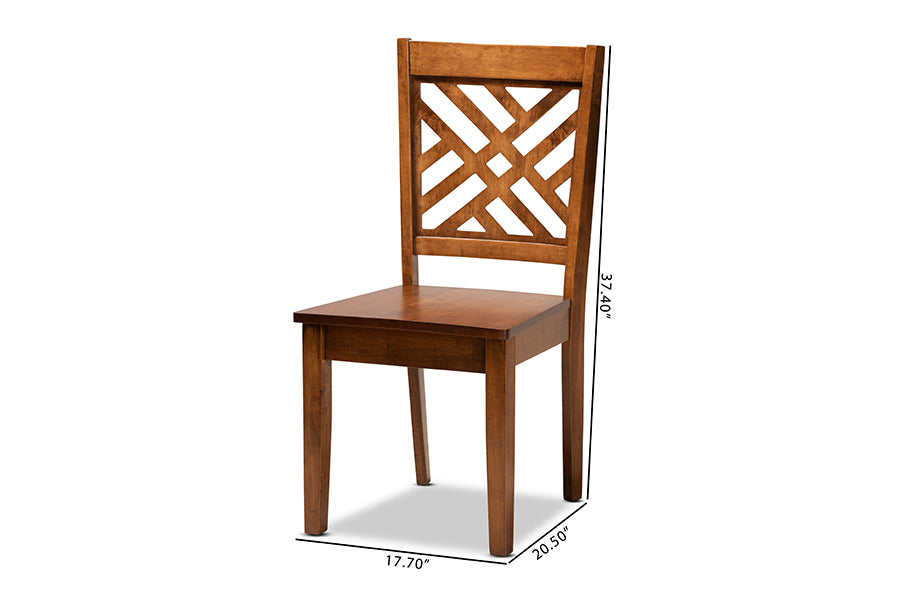 Caron Modern and Contemporary Transitional Walnut Brown Finished Wood 2-Piece Dining Chair Set