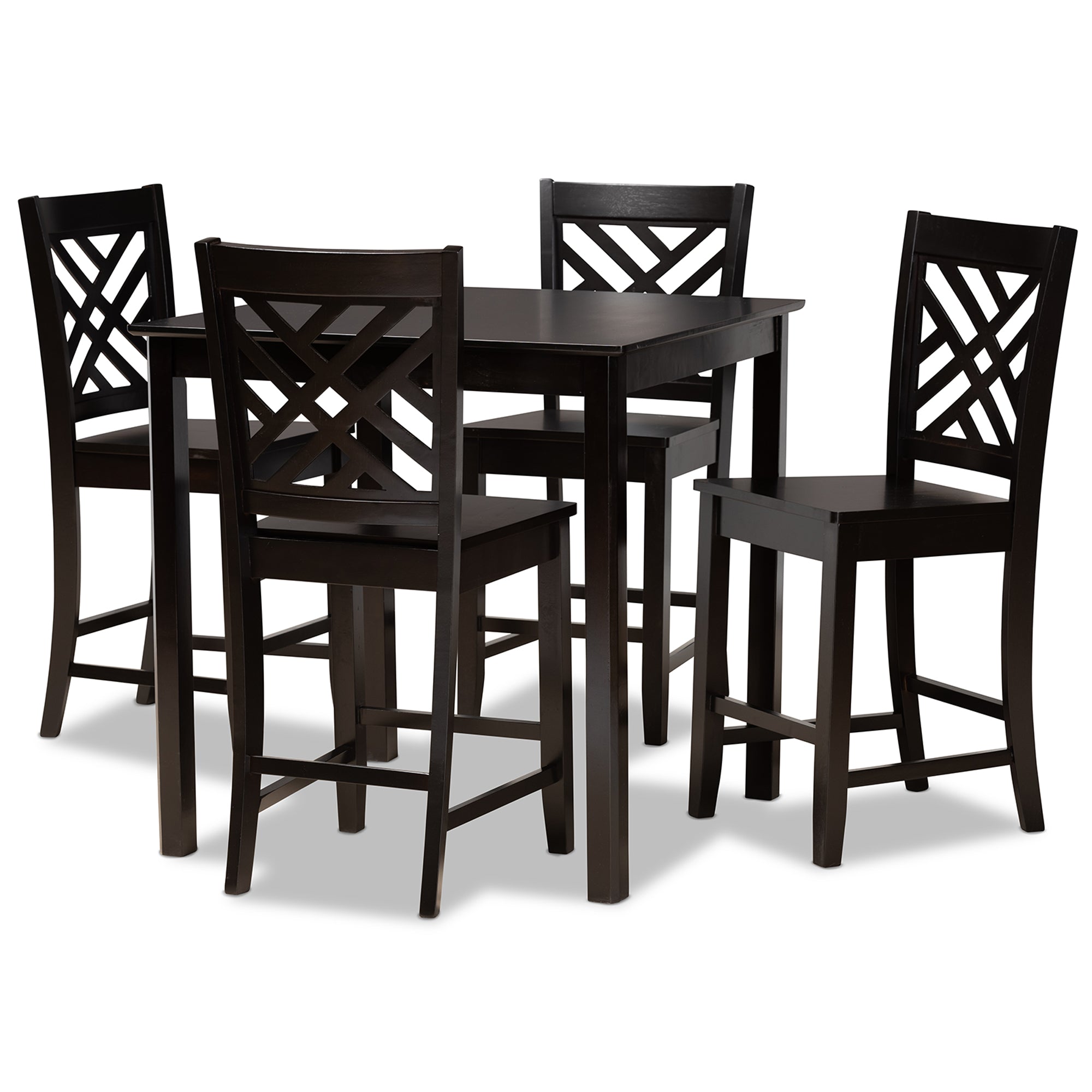 Baxton Studio Caron Modern and Contemporary Dark Brown Finished Wood 5-Piece Pub Set